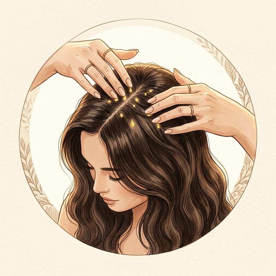 Step 01 - Apply Nasma Luxe Hair Oil